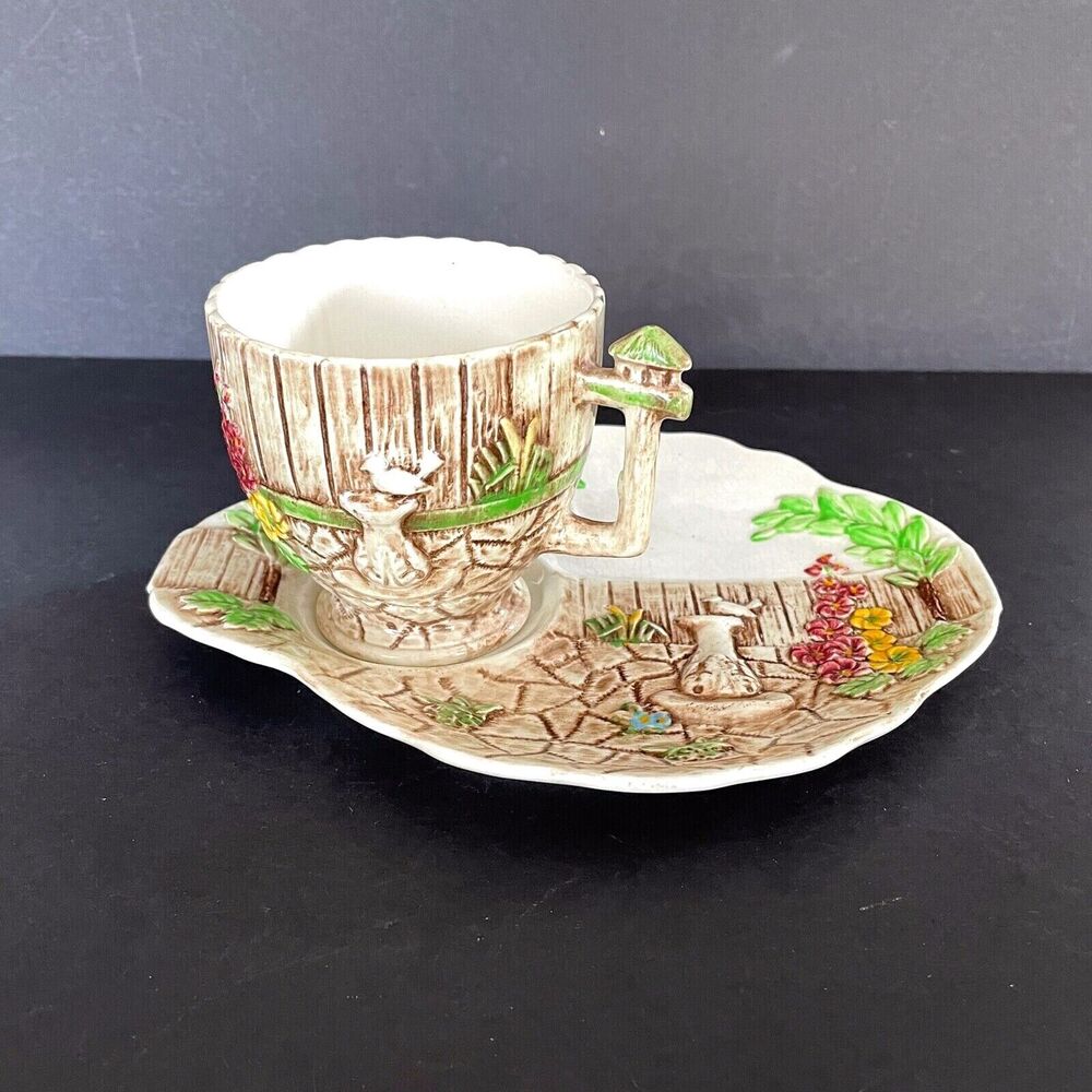Vintage Sylvac Falcon Ware Dovecote Porcelain Cup & Saucer Luncheon Plate Set